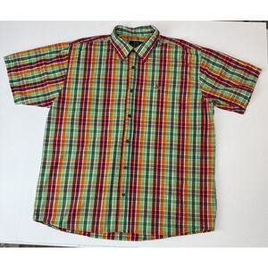Vintage Y2K 90s Drunknmunky Button Down Plaid Shirt 100% Cotton Red Green XXL